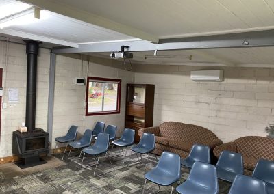 Meeting room fireplace & AC ensures year round comfort